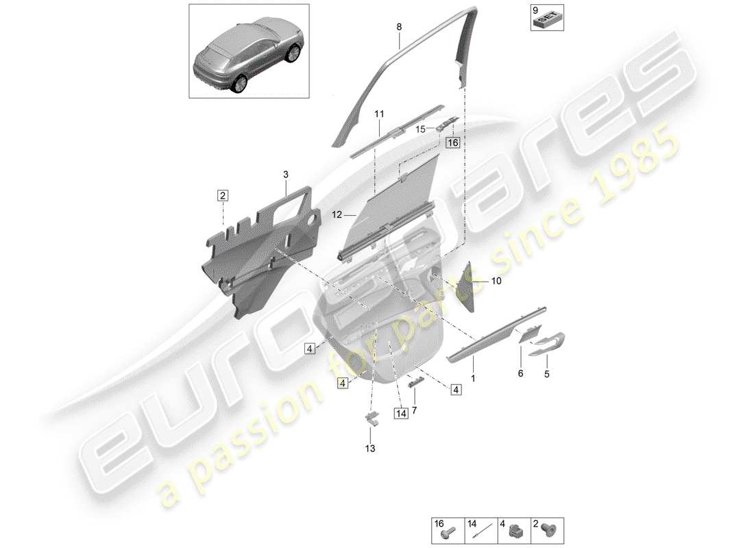 porsche 2019 (macan) accessories part diagram