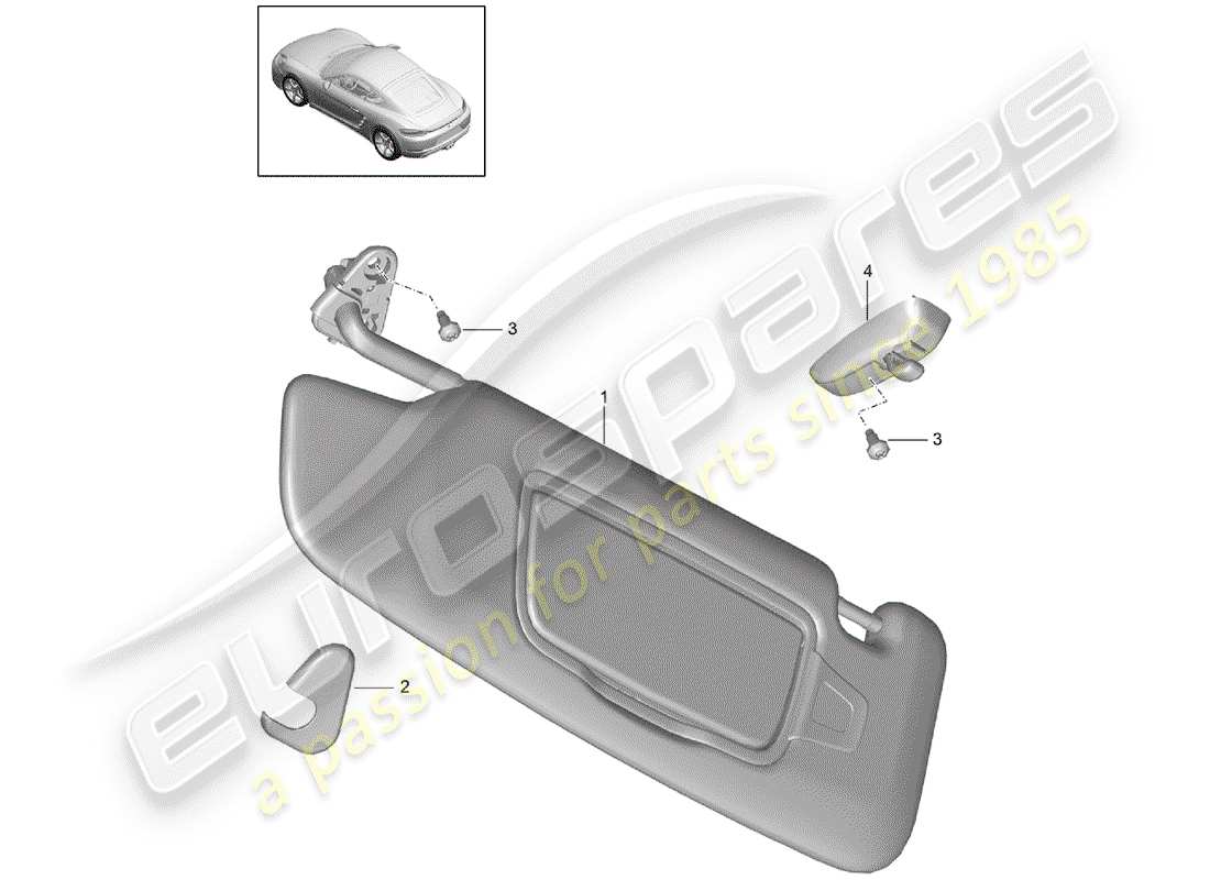 porsche 2019 (718 cayman) sun vizors part diagram