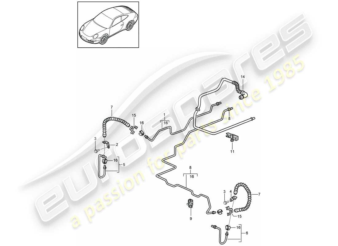 porsche 2010 (997-2) brake line part diagram