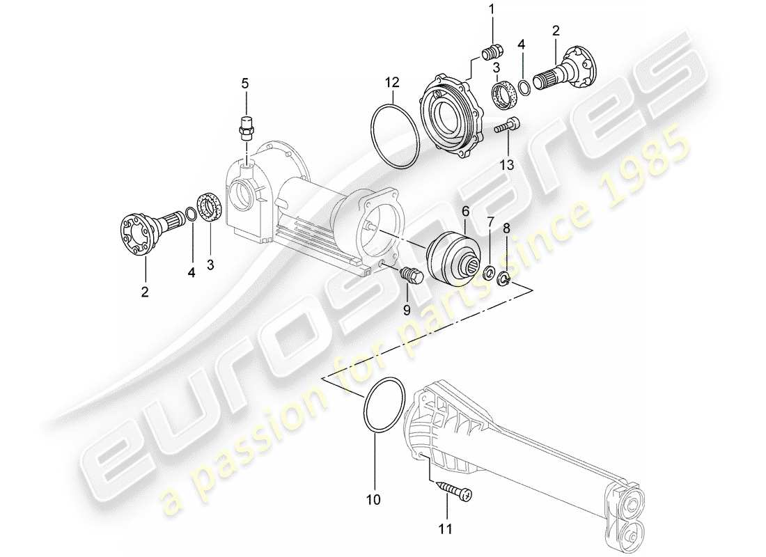 porsche 2001 (996) front axle differential - viscous coupling - single parts - d - mj 1999>> part diagram