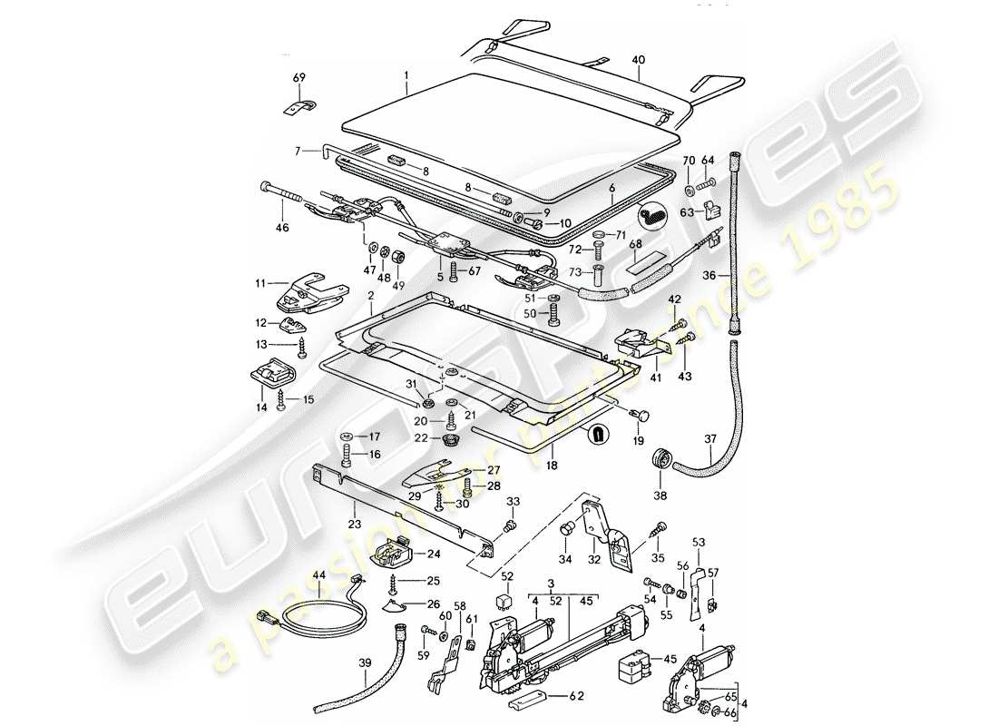porsche 1987 (924s) lifting roof part diagram