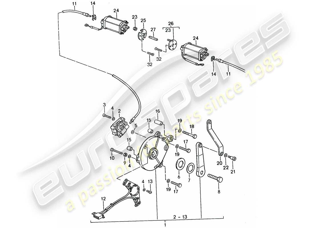 porsche 1994 (968) convertible top control - electric part diagram