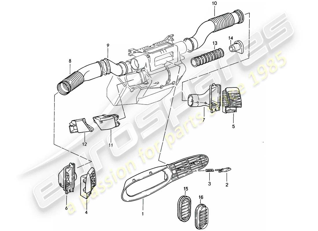 porsche 1994 (968) air duct part diagram