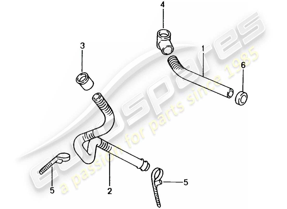porsche 996 (2000) water drain pipe - fasteners - sound absorber - heater - air distribution housing parts diagram