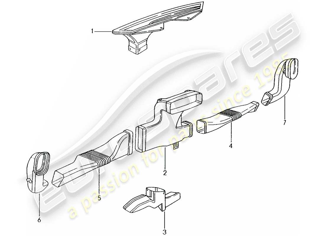 porsche 996 (2000) heater - air duct parts diagram