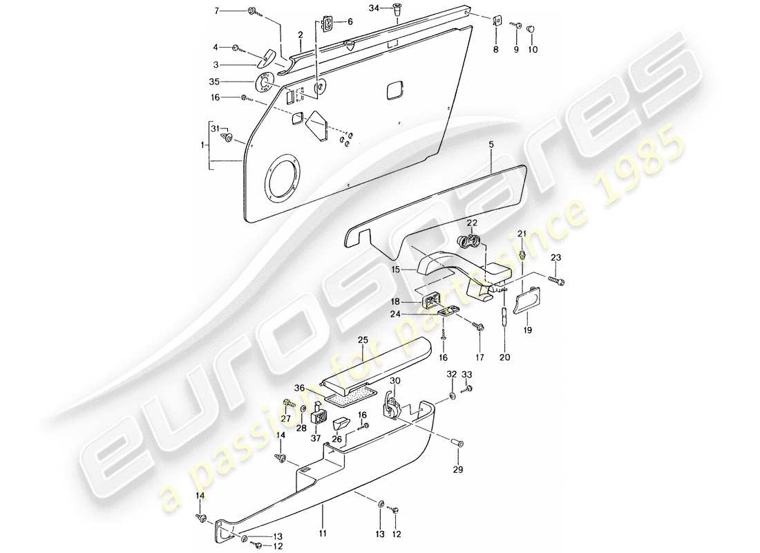 porsche 1997 (993) interior equipment - doors - - d - mj 1997>> part diagram