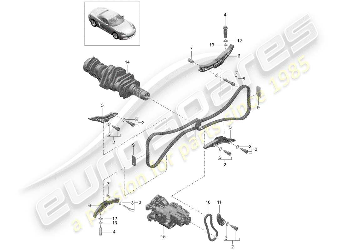 porsche 2019 (718 boxster) timing chain part diagram