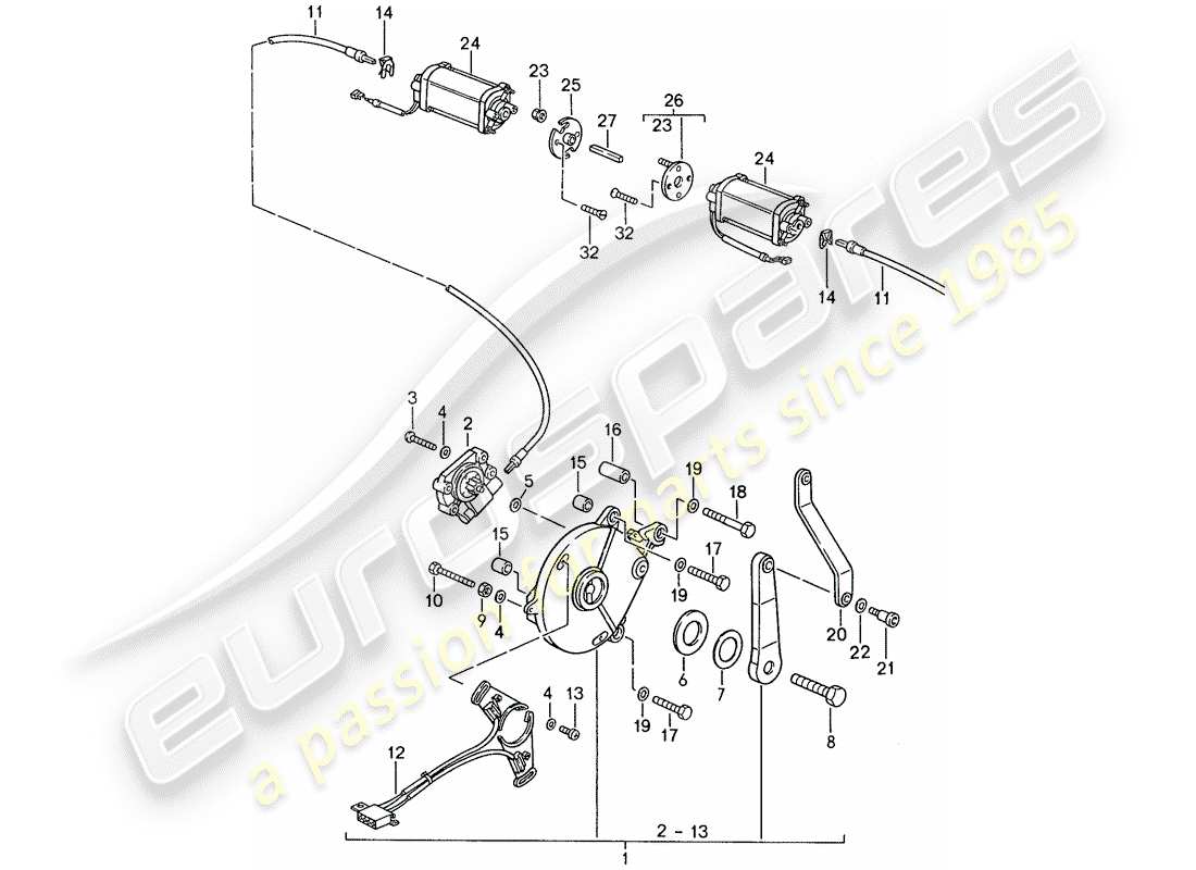 porsche 1990 (944) convertible top control - electric part diagram