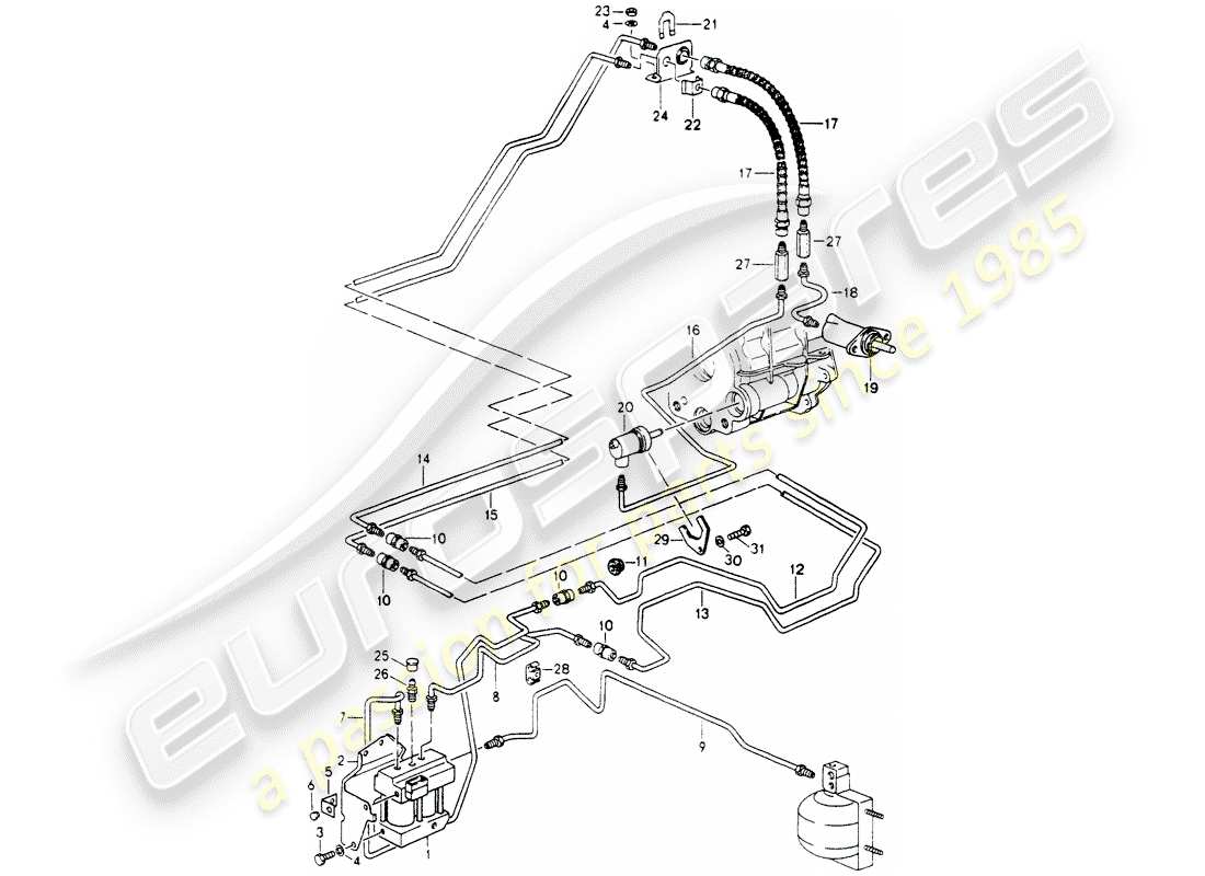 porsche 1990 (964) lock control part diagram