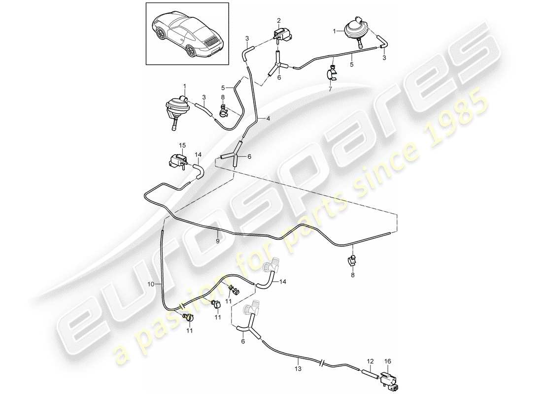 porsche 2012 (997-2) vacuum system part diagram