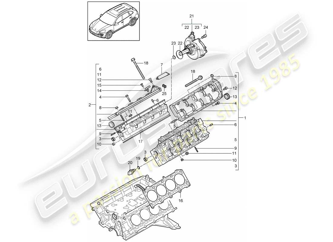 porsche 2015 (cayenne e2 92a) cylinder head part diagram