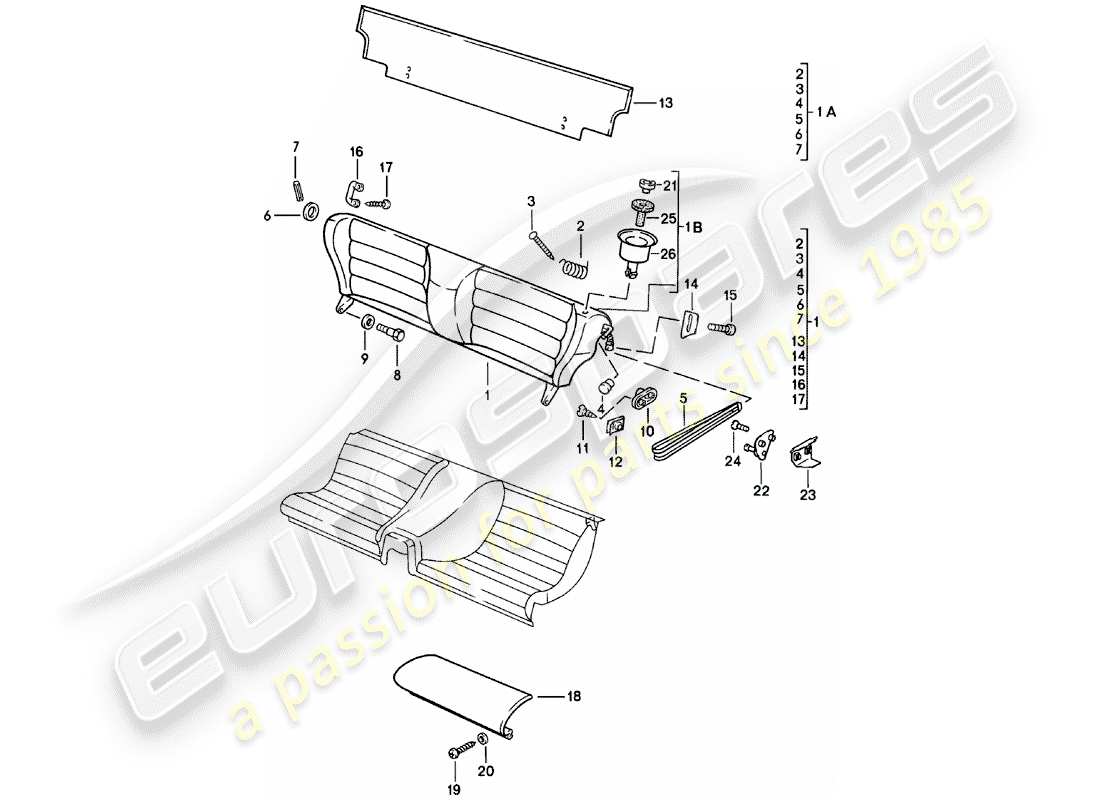 porsche 1984 (924) emergency seat - single parts part diagram