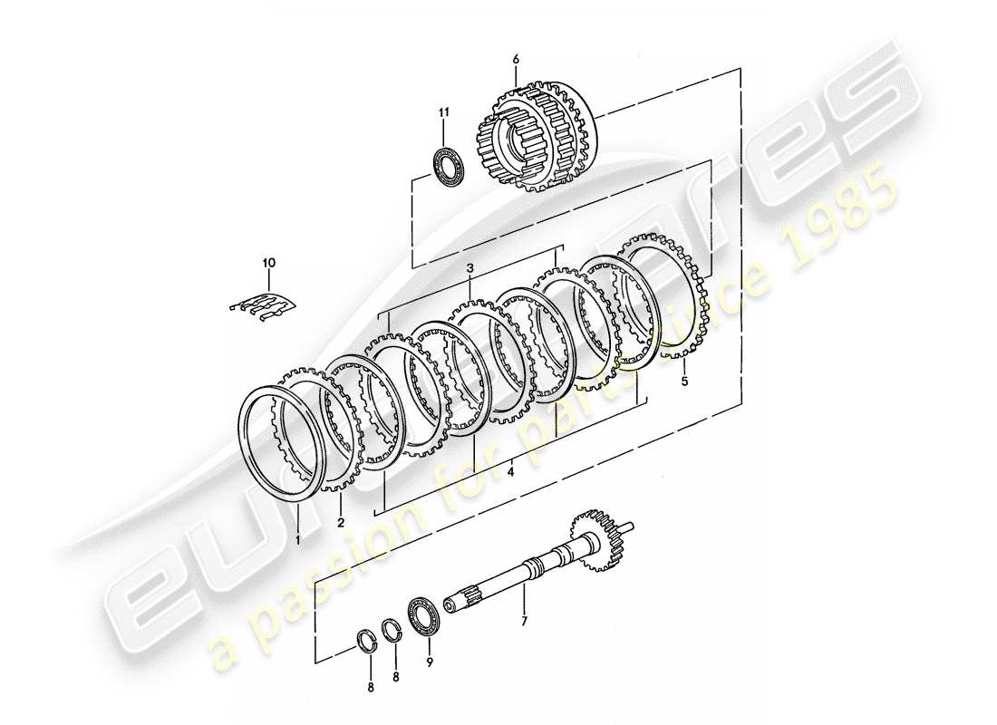 porsche 1990 (928) automatic transmission - drive shaft - gear set part diagram