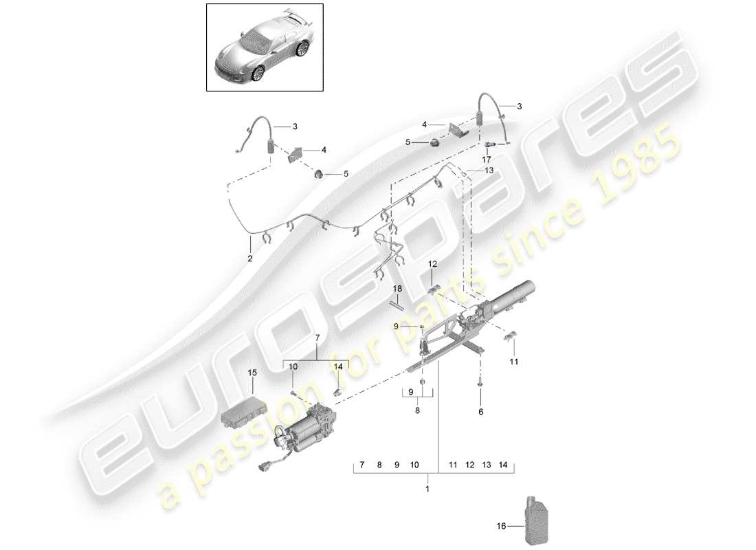 porsche 2016 (991-1 r/gt3/rs) adaptive suspension part diagram