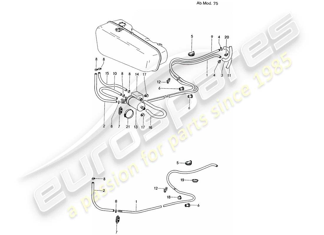 porsche 914 (1973) fuel line - d - mj 1975>> part diagram