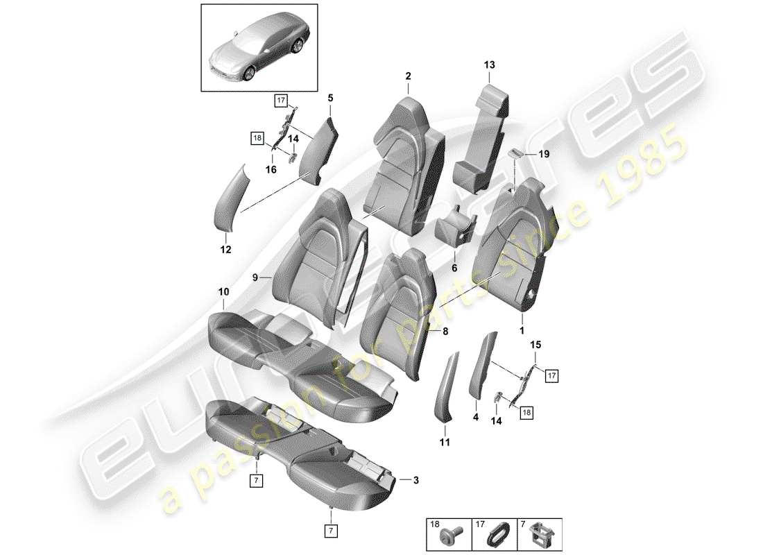porsche 2020 (panamera 971-1) seat part diagram