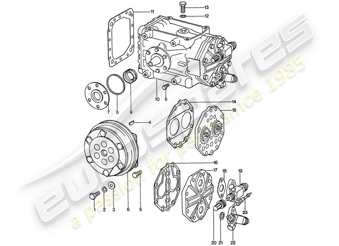 porsche 1977 (911) air conditioner - compressor part diagram