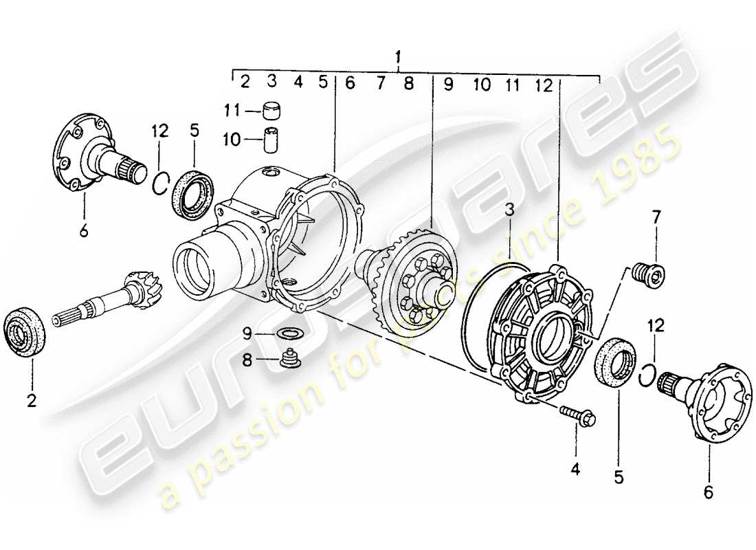 porsche 1997 (993) front axle differential - - - d - mj 1995>> part diagram