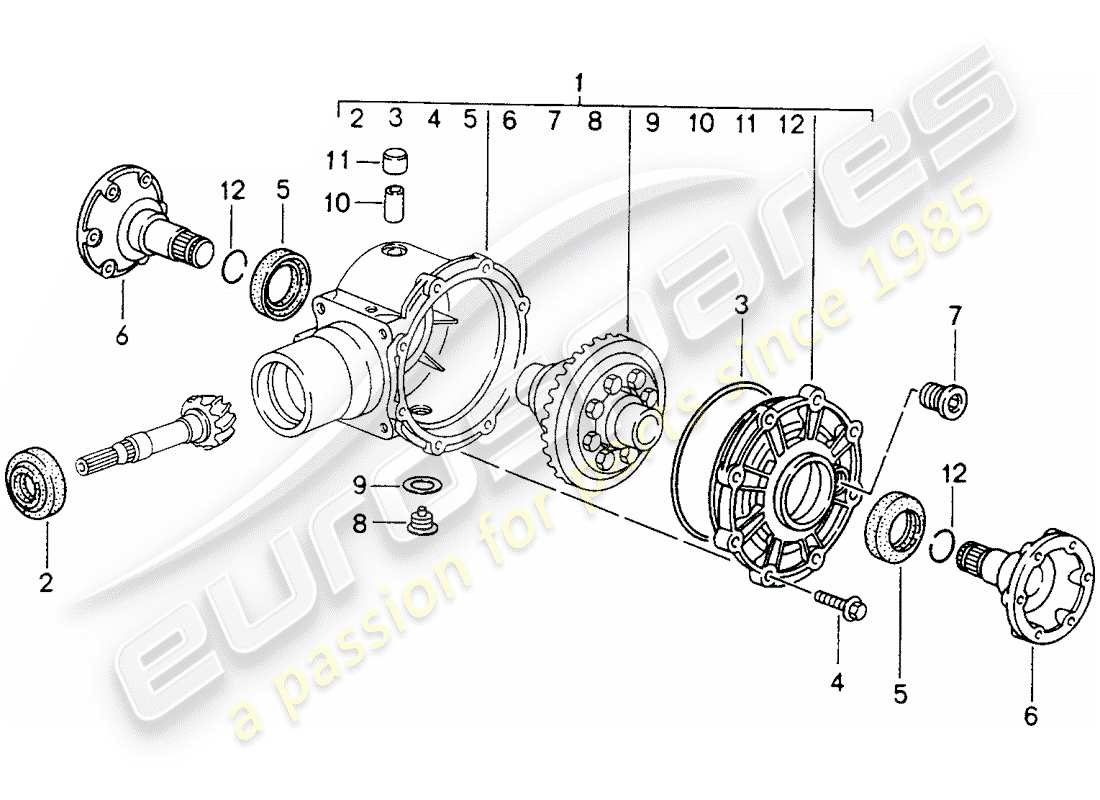 porsche 993 (1997) front axle differential - - - d - mj 1995>> part diagram