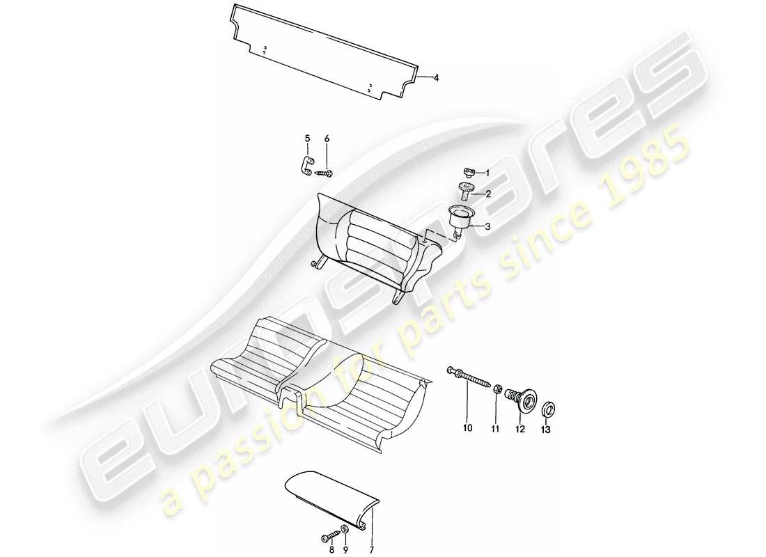 porsche 1986 (924s) emergency seat - single parts part diagram