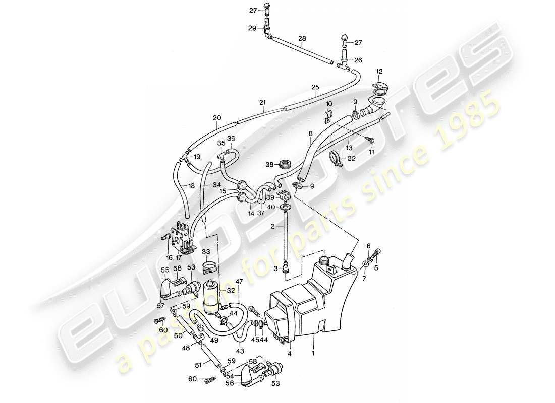 porsche 1976 (911) windshield washer unit - together with - headlight washer system part diagram