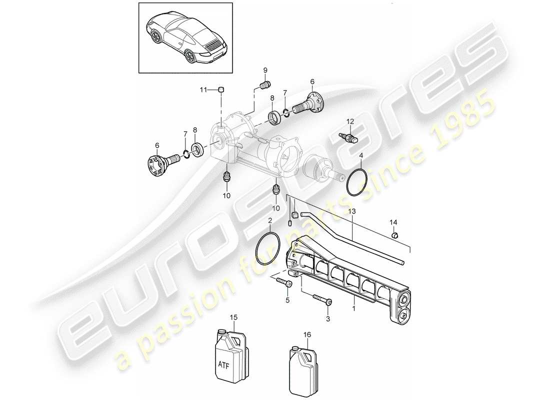 porsche 2009 (997-2) front axle differential part diagram