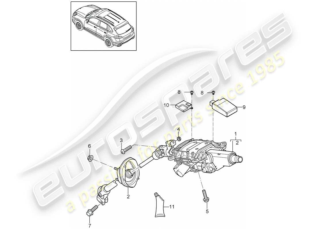 porsche cayenne e2 (2017) steering column parts diagram