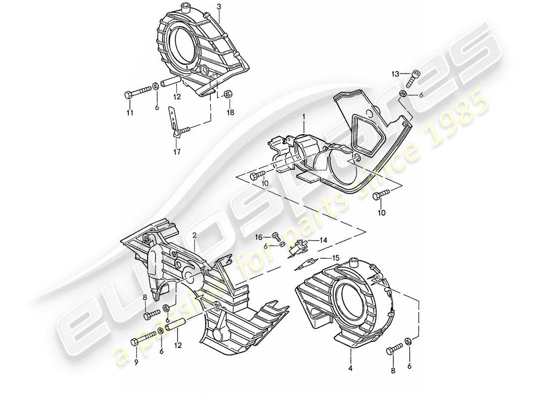 porsche 1991 (928) toothed belt covering part diagram