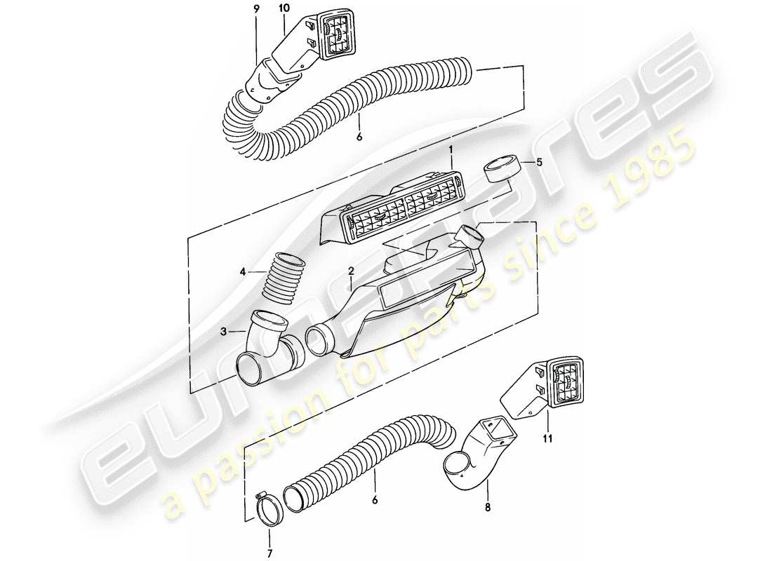 porsche 1979 (924) air vent - air hose part diagram