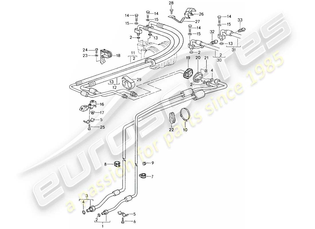 porsche 1990 (964) refrigerant circuit part diagram