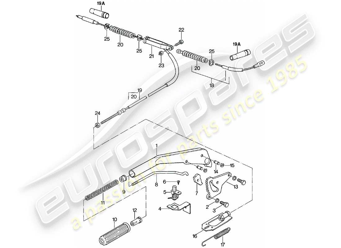 porsche 1982 (924) hand brake lever part diagram