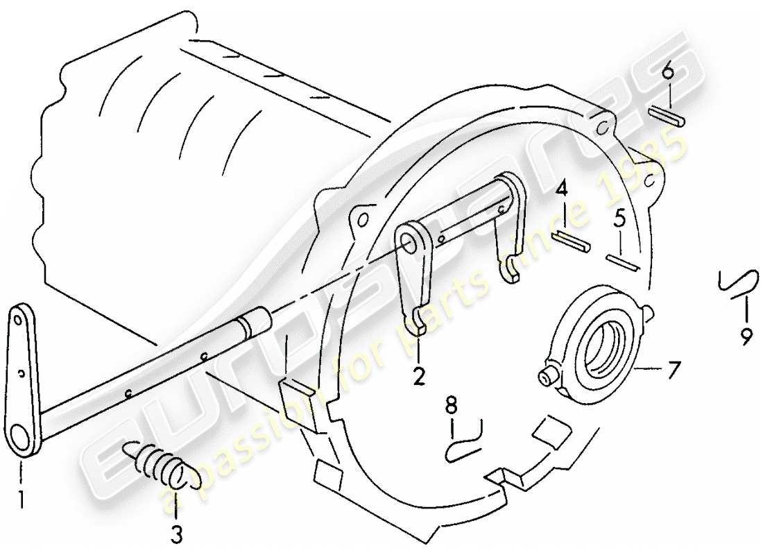 porsche 356/356a (1952) clutch release - g 25 001 >> part diagram