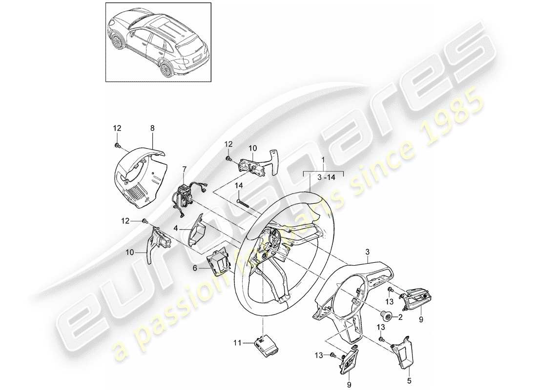 porsche 2017 (cayenne e2 92a) steering wheels part diagram