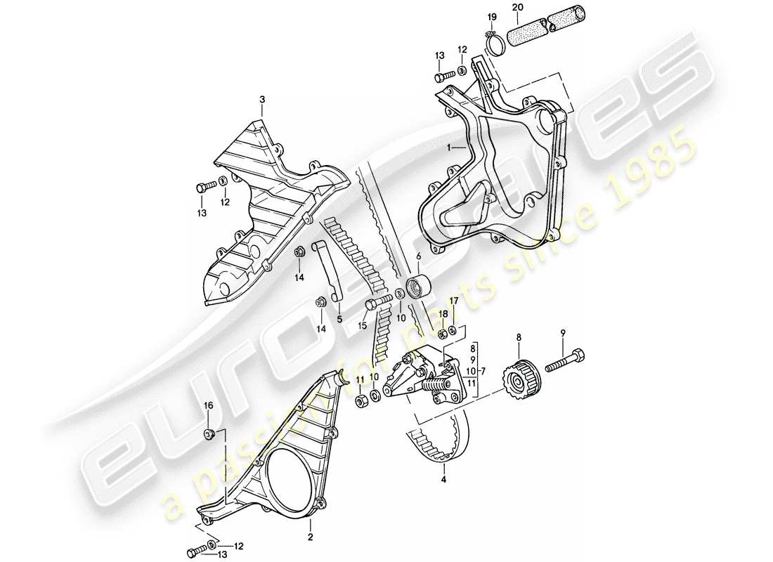 porsche 1988 (924s) camshaft - driving mechanism - d - mj 1987>> part diagram