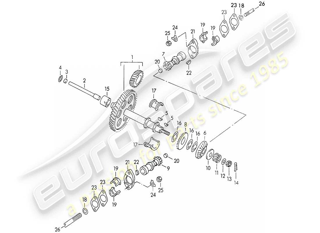 porsche 1955 (356/356a) driving mechanism - for - valve control part diagram