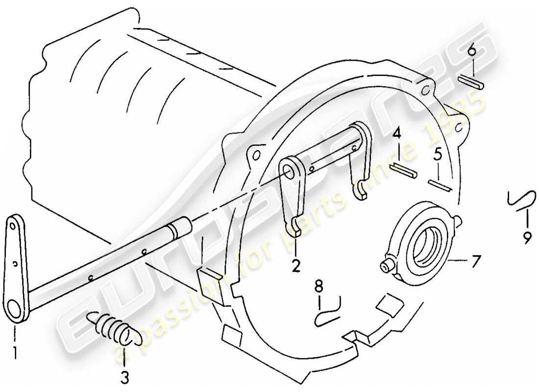 porsche 1955 (356/356a) clutch release - g 25 001 >> part diagram