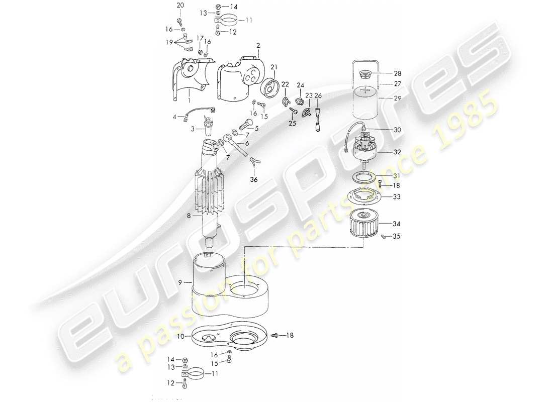 porsche 1970 (911) single parts - for - heater - - webasto - part diagram