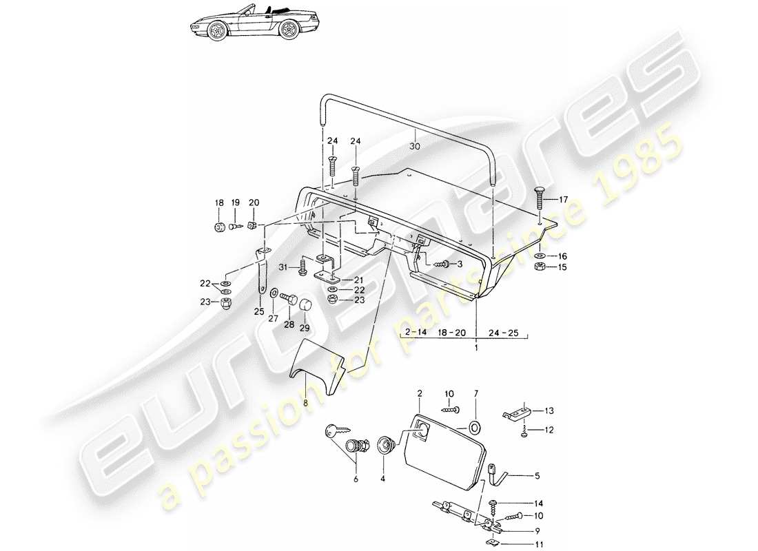 a part diagram from the porsche 1992 (seats for 944/968/911/928) parts catalogue