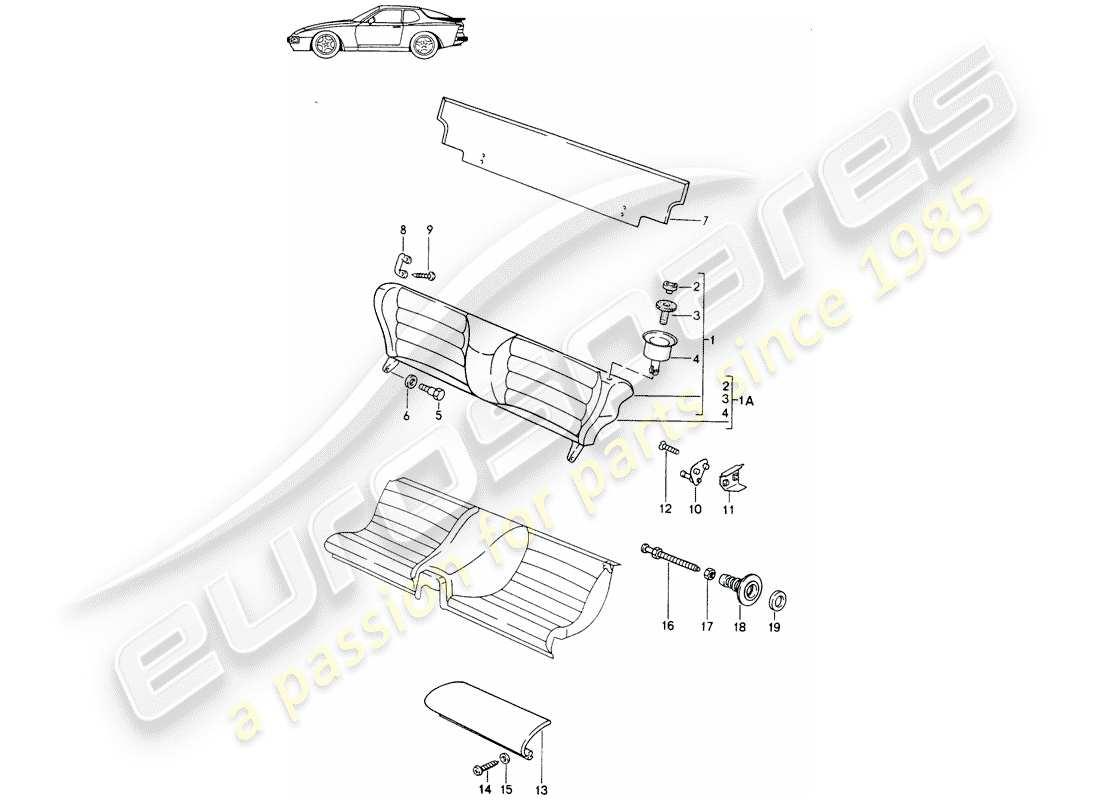 a part diagram from the porsche 1996 (seats for 944/968/911/928) parts catalogue