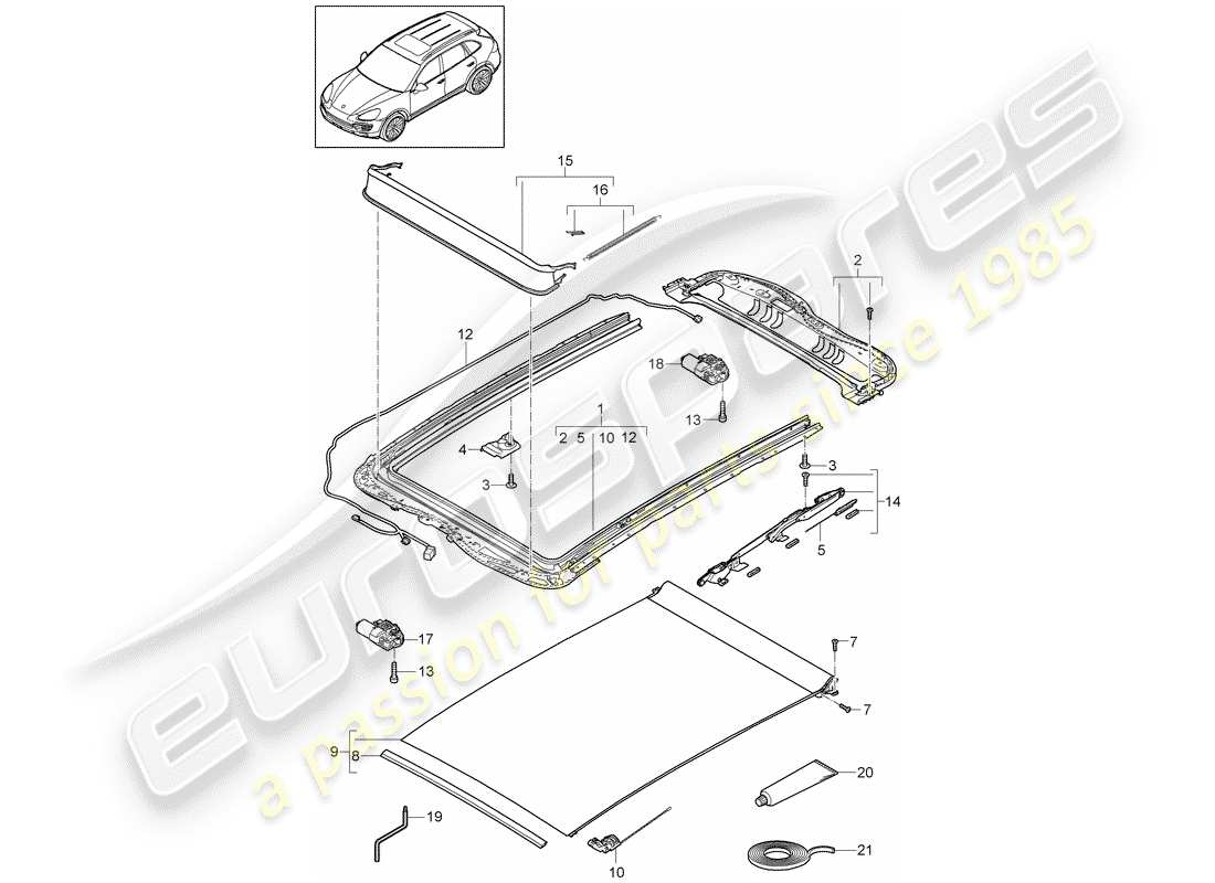 a part diagram from the porsche cayenne parts catalogue