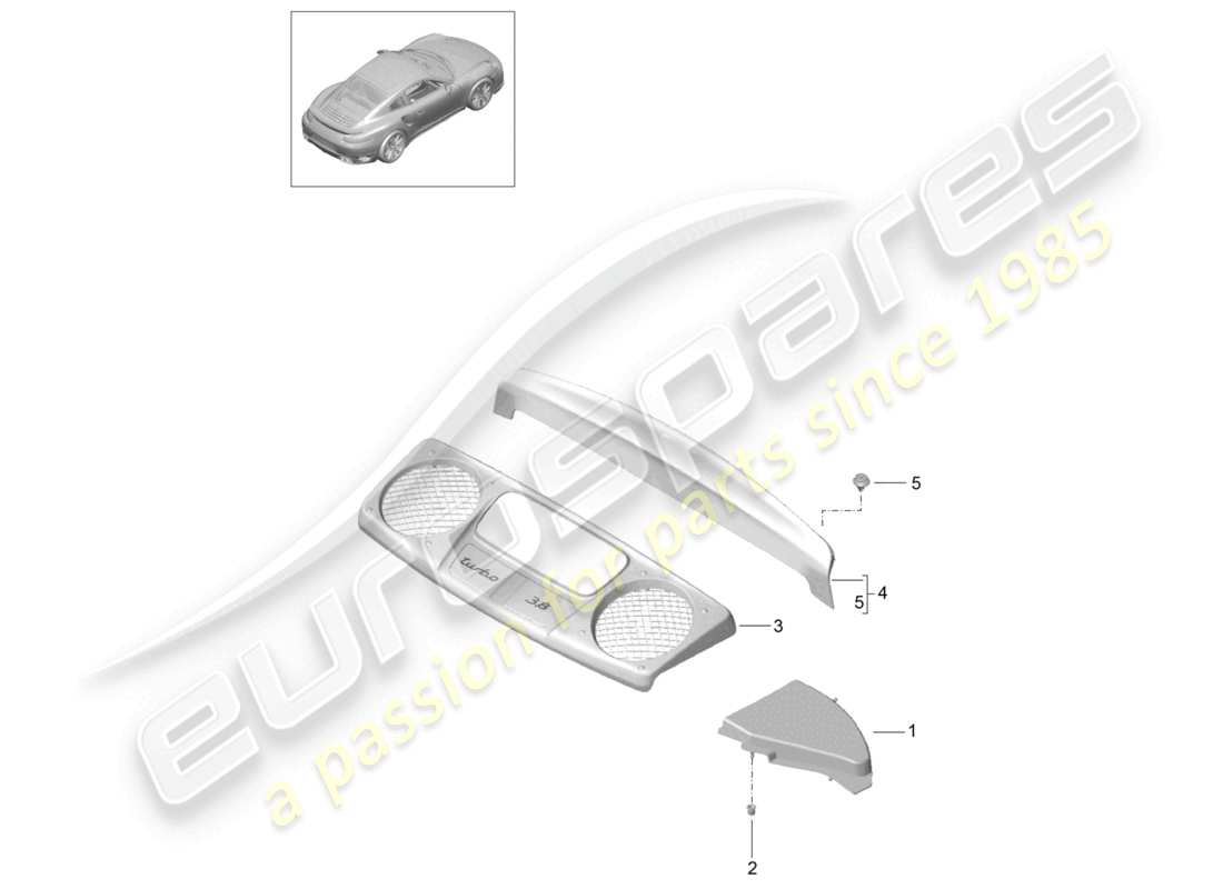 a part diagram from the porsche 2016 (991-1 turbo) parts catalogue