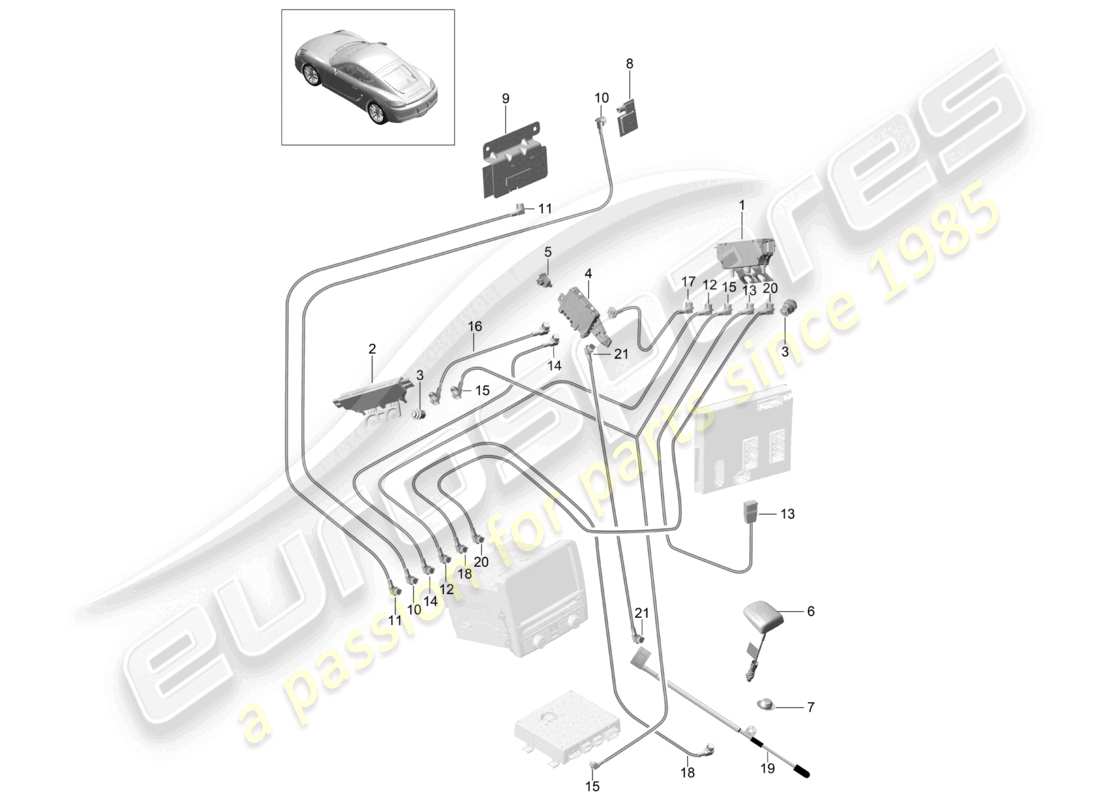 VIEW PARTS DIAGRAMS FROM THE PORSCHE CAYMAN PARTS CATALOGUE a part diagram from the porsche cayman parts catalogue