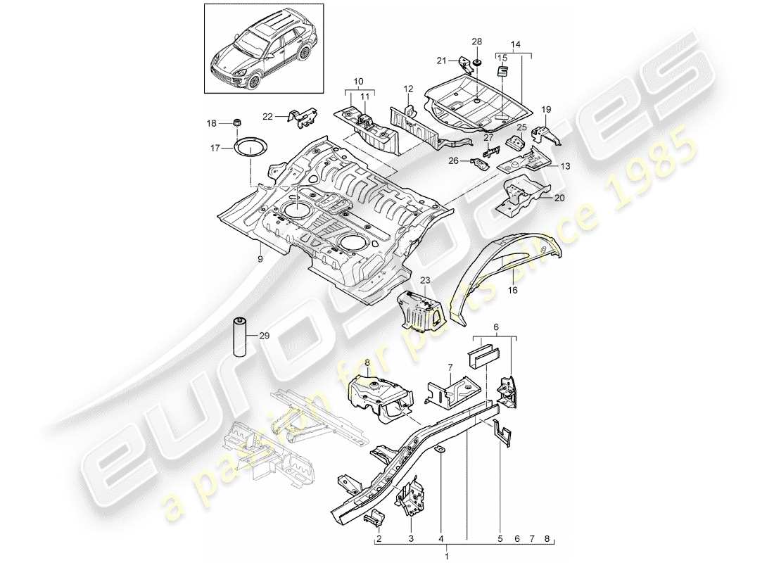 VIEW PARTS DIAGRAMS FROM THE PORSCHE CAYENNE PARTS CATALOGUE a part diagram from the porsche cayenne parts catalogue