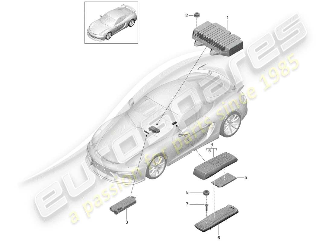 a part diagram from the porsche 2016 (981 cayman gt4) parts catalogue