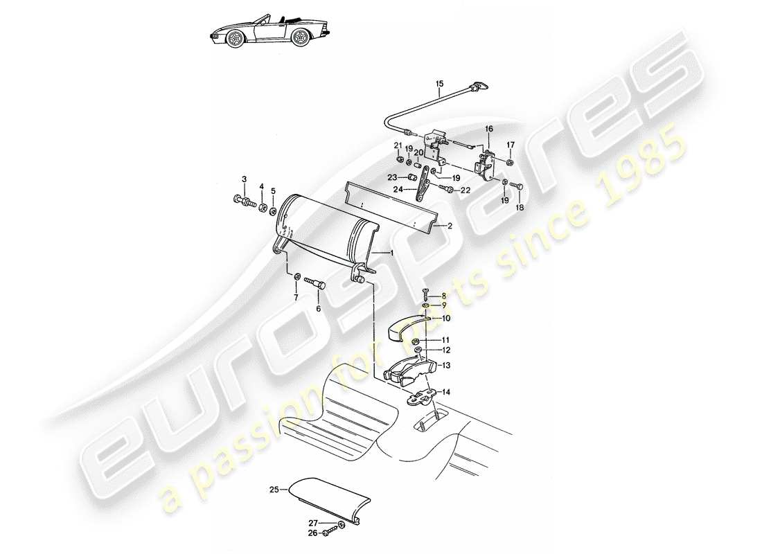 a part diagram from the porsche 1988 (seats for 944/968/911/928) parts catalogue