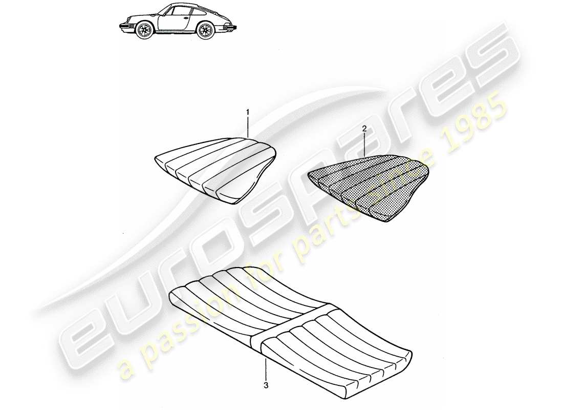 a part diagram from the porsche 1985 (seats for 944/968/911/928) parts catalogue