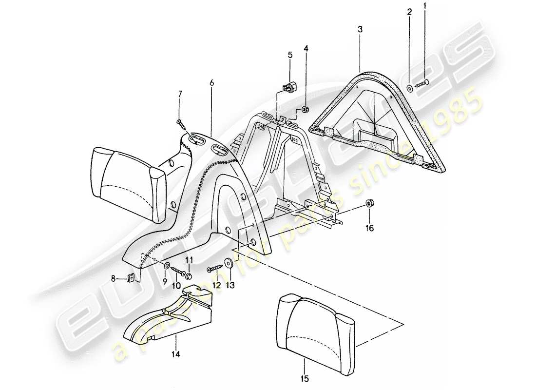 a part diagram from the porsche 1987 (seats for 944/968/911/928) parts catalogue