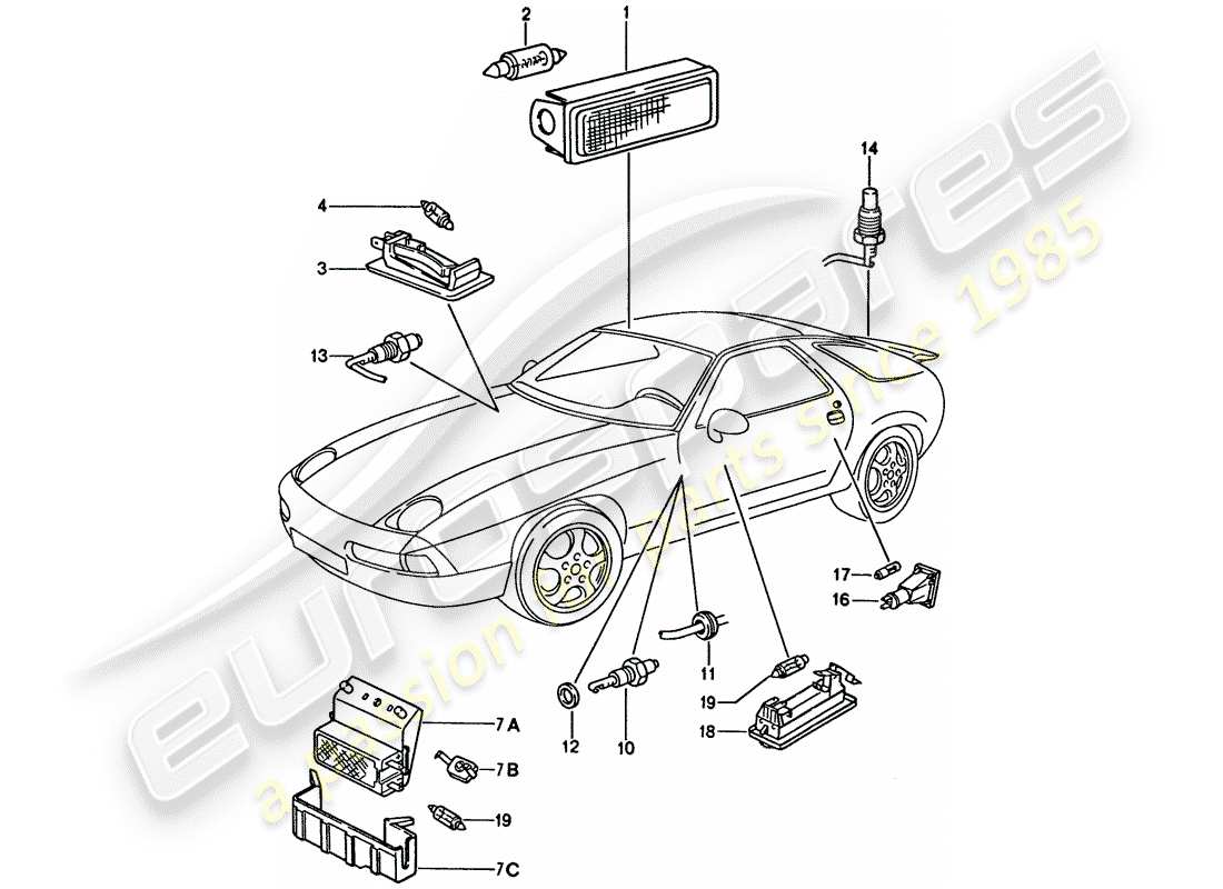 a part diagram from the porsche 1992 (928) parts catalogue