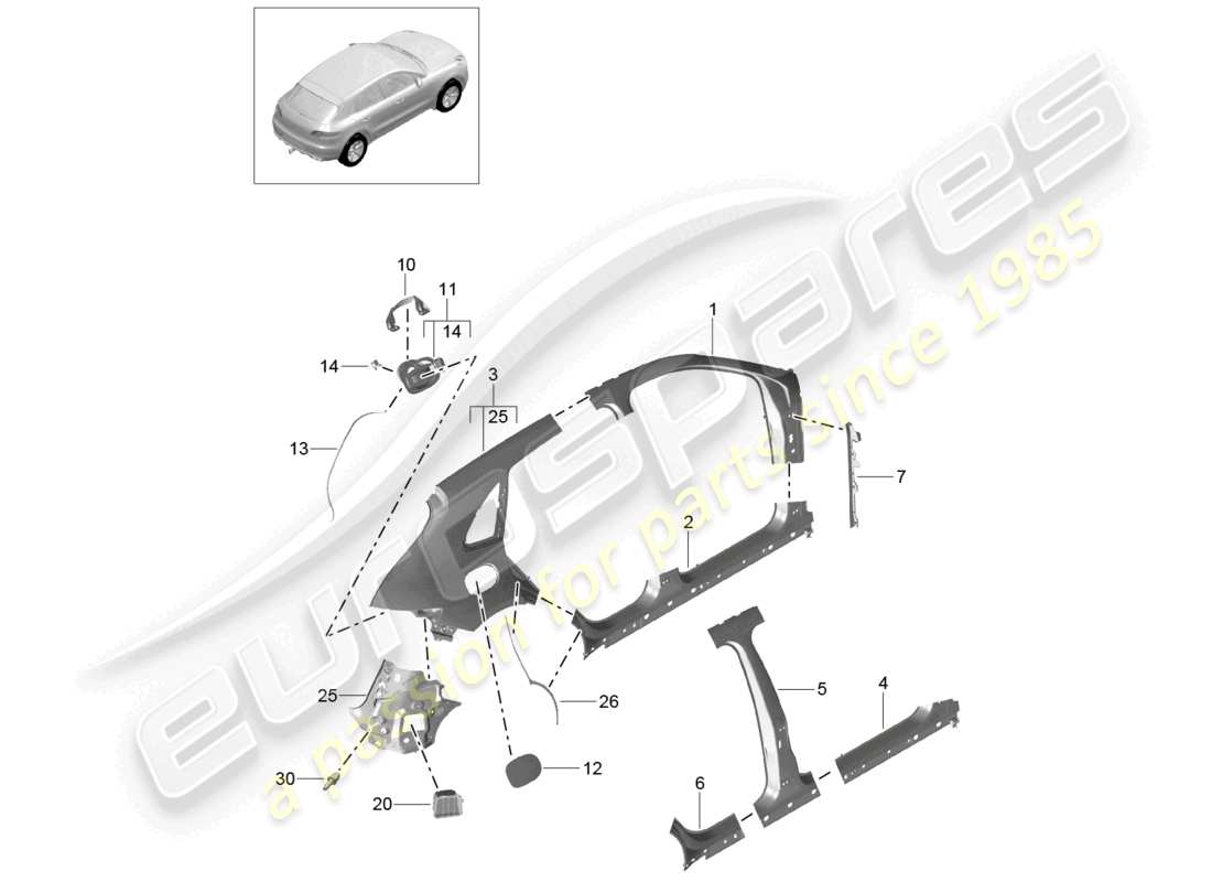 VIEW PARTS DIAGRAMS FROM THE PORSCHE MACAN PARTS CATALOGUE a part diagram from the porsche macan parts catalogue