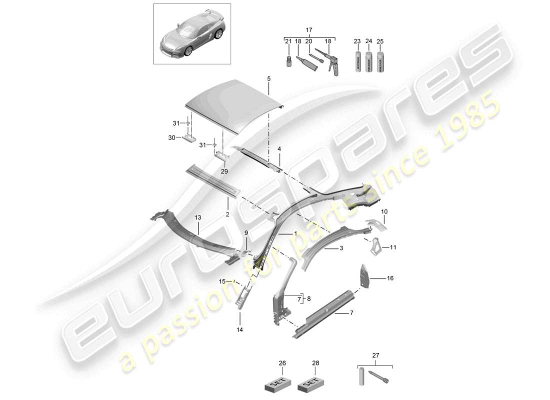 a part diagram from the porsche 2016 (981 cayman gt4) parts catalogue